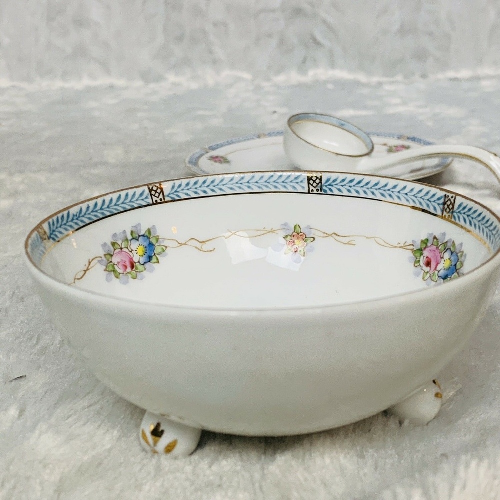 ❌SOLD❌Nippon Footed Soup Bowl Spoon Plate Vintage - Picture 3 of 8